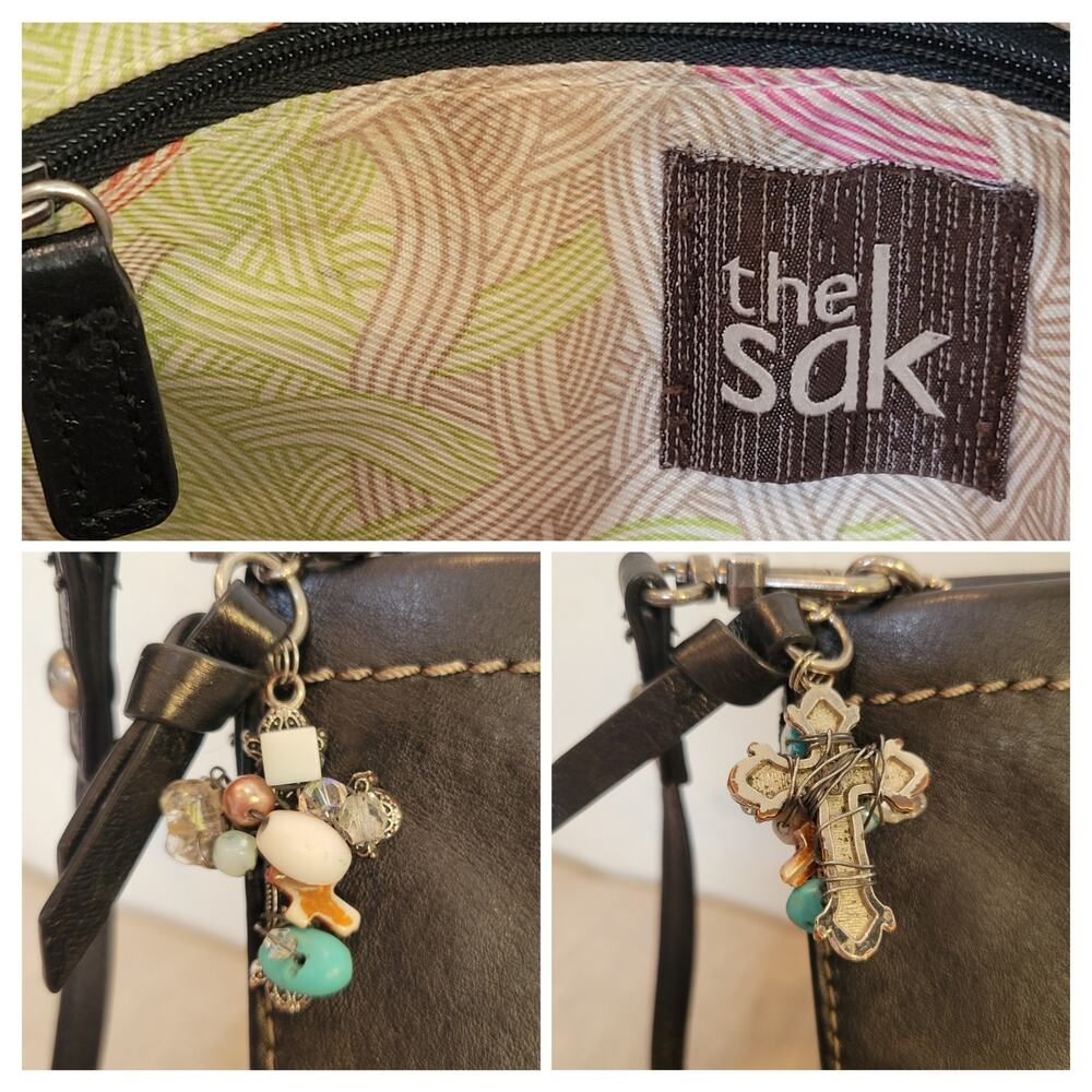 THE SAK Iris Purse Black Leather 3-Way Demi Clutch Adjustable Crossbody Bag - Picture 9 of 12
